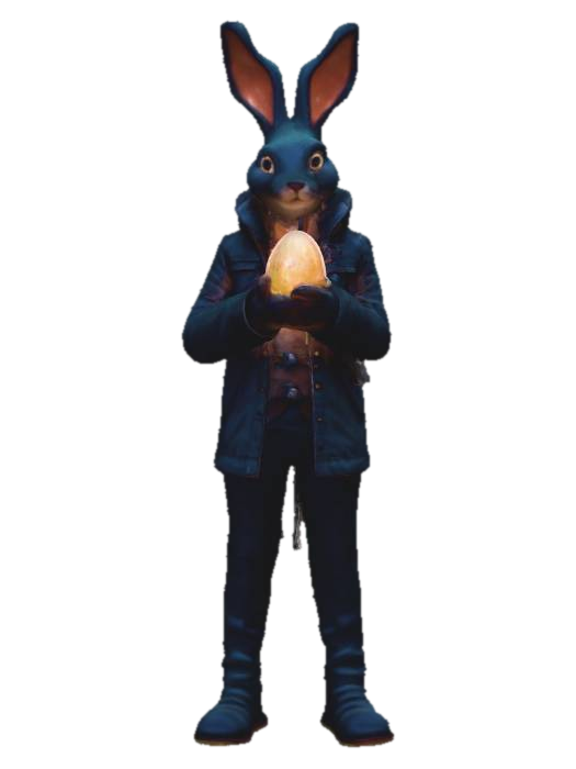 Realistic high quality Cyberpunk Easter character. High detail. High quality natural… 3D model, vytvořený pomocí AI