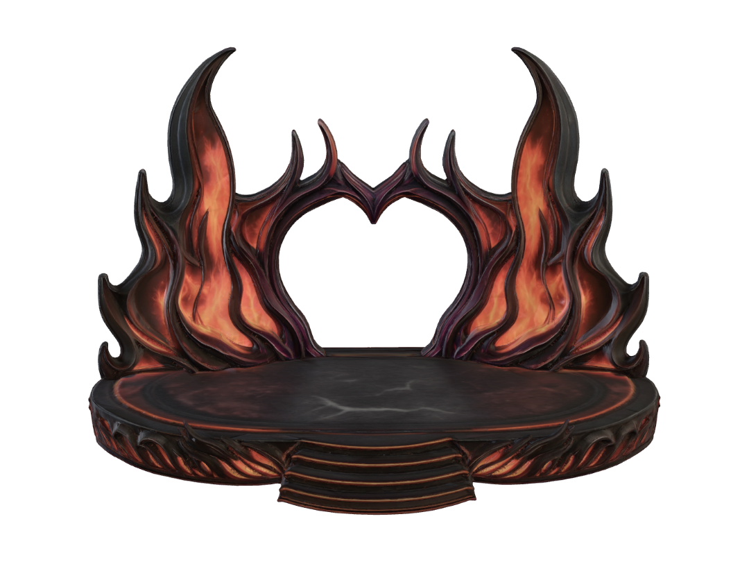 Heartfire Throne 3D model, vytvořený pomocí AI