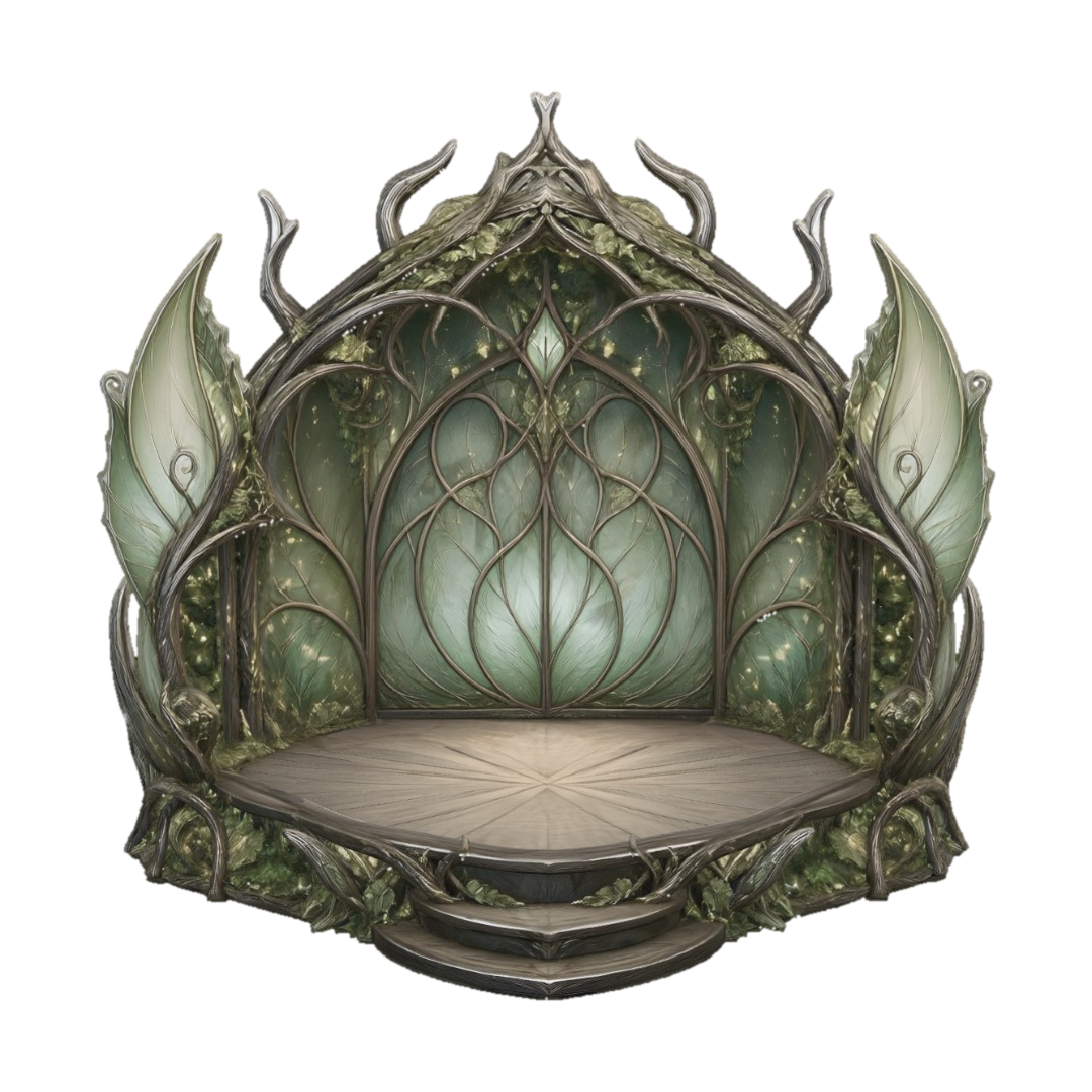 Verdant Veil Throne 3D model, vytvořený pomocí AI