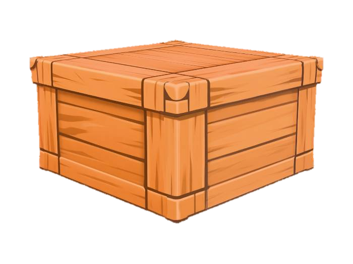 3D model for simple wooden box with hand-painted anime style texture, clean outlines, soft cel-shading, vibrant warm brown colors, stylized highlights, visible brush strokes, smooth gradients, no photorealism, game-ready low poly shape, slightly exaggerated edges, gentle ambient lighting, inspired by Genshin Impact style