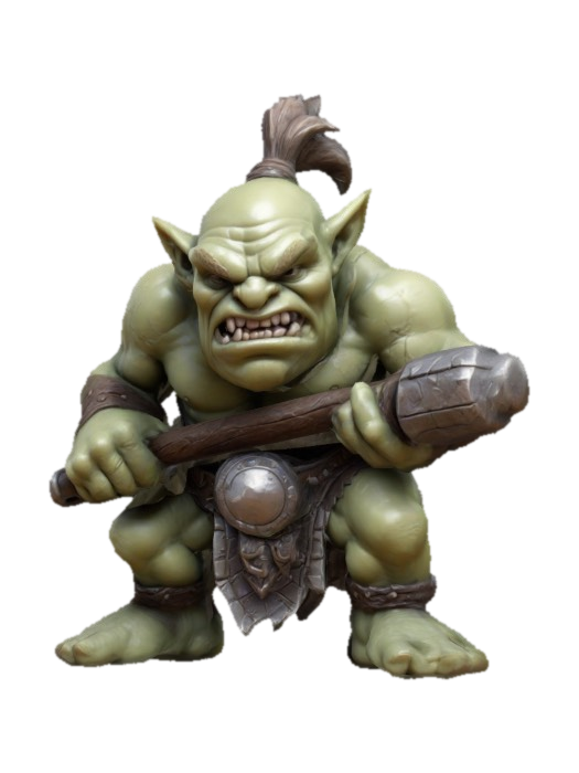 #game figure#, buff ogre for Dungeons & Dragons. Attack pose. Chibi art style. Highly… 3D model, vytvořený pomocí AI