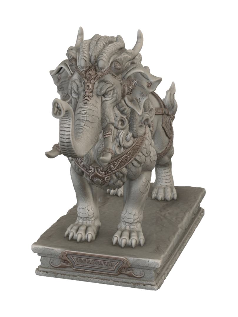 Mythic Elephant Guardian 3D model, vytvořený pomocí AI