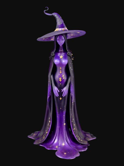 Slime Translucent Human «A graceful humanoid slime figure portraying a witch, its translucent ...