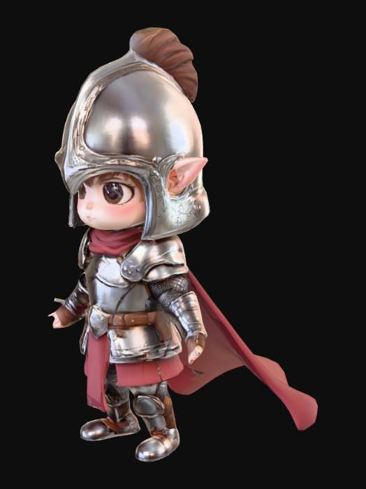 «Chibi fantasy RPG character, full-body warrior, cute proportions with ...
