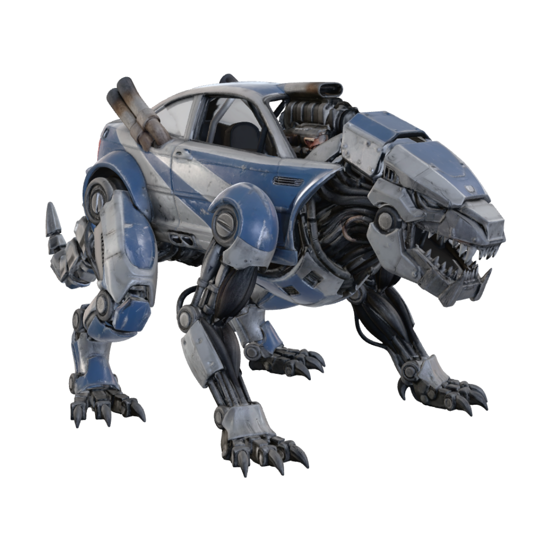 Mecha Rex 3D model, vytvořený pomocí AI