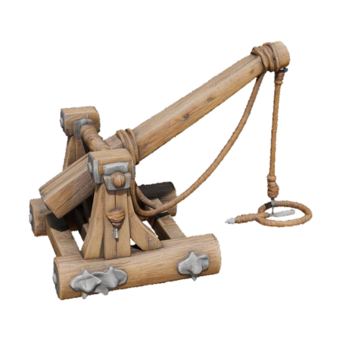 #Medieval Game Assets# . #game figure#. Masterpiece. create a wooden Catapult .… 3D model, vytvořený pomocí AI