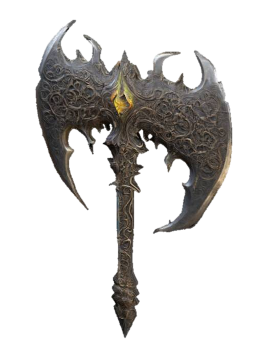 The object is axe featuring an intricate design with tentacle-like elements and a glowing… 3D model, vytvořený pomocí AI