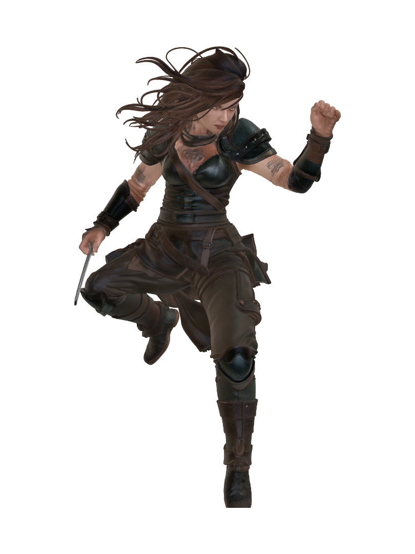 x-position, heroic warrior, warcry motion picture, dirty and handsome beautiful female 3D model, vytvořený pomocí AI