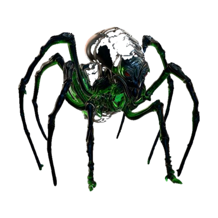 A terrifying 4-legged spider-like creature, low-poly but high-detail stylized game asset. It… 3D model, vytvořený pomocí AI