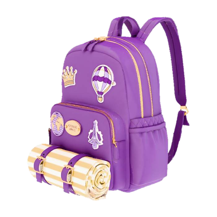purple girly grown up traveling book bag 3D model, vytvořený pomocí AI
