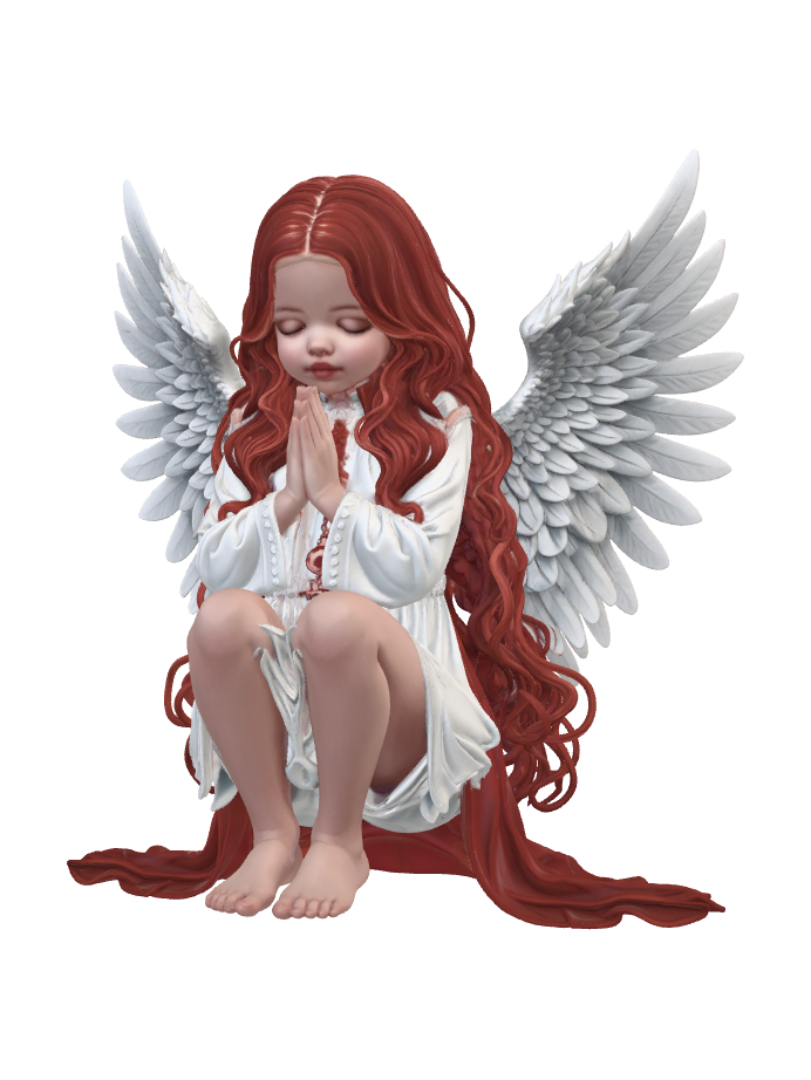 Praying Angel 3D model, vytvořený pomocí AI