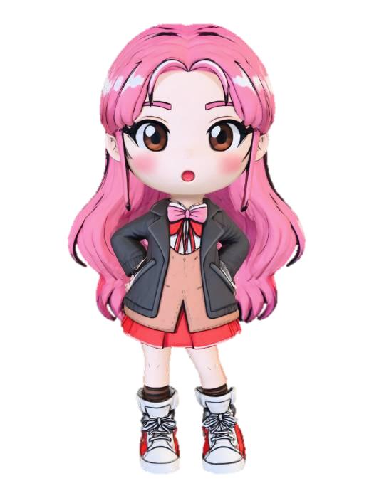 3D model for Chibi Pink-haired Character