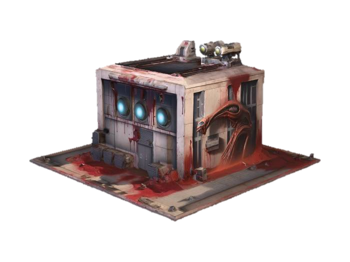 3D model for alien infected building, squared with some dust. alien technological tools. Some blood here and there