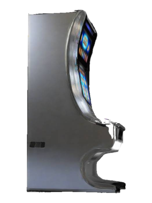Design a sleek, modern slot machine with a tall, curved frame and a large digital screen… 3D model, vytvořený pomocí AI