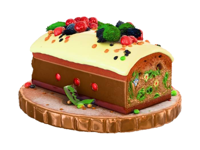 3D model for A traditional British Christmas cake—a rich fruitcake packed with dried fruits and nuts—typically coated with a layer of marzipan and finished with icing., #Christmas2025#