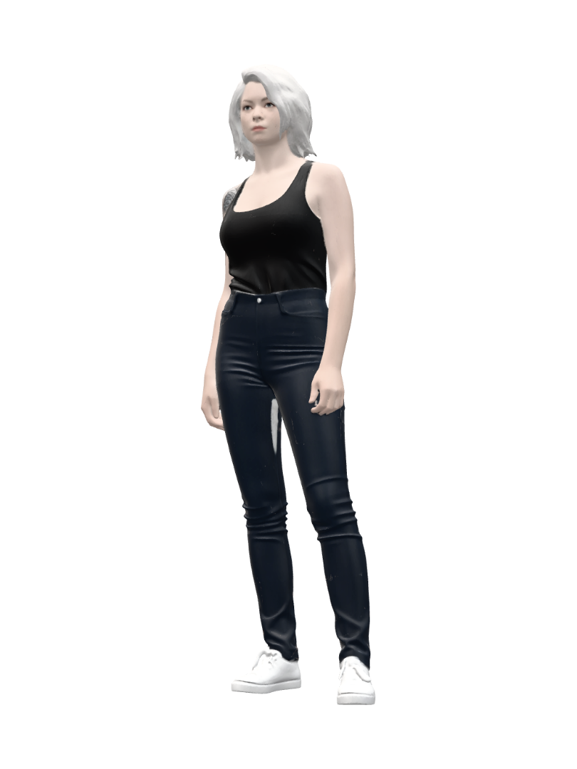 Tattooed.Blonde.In.Jeans 3D model, vytvořený pomocí AI