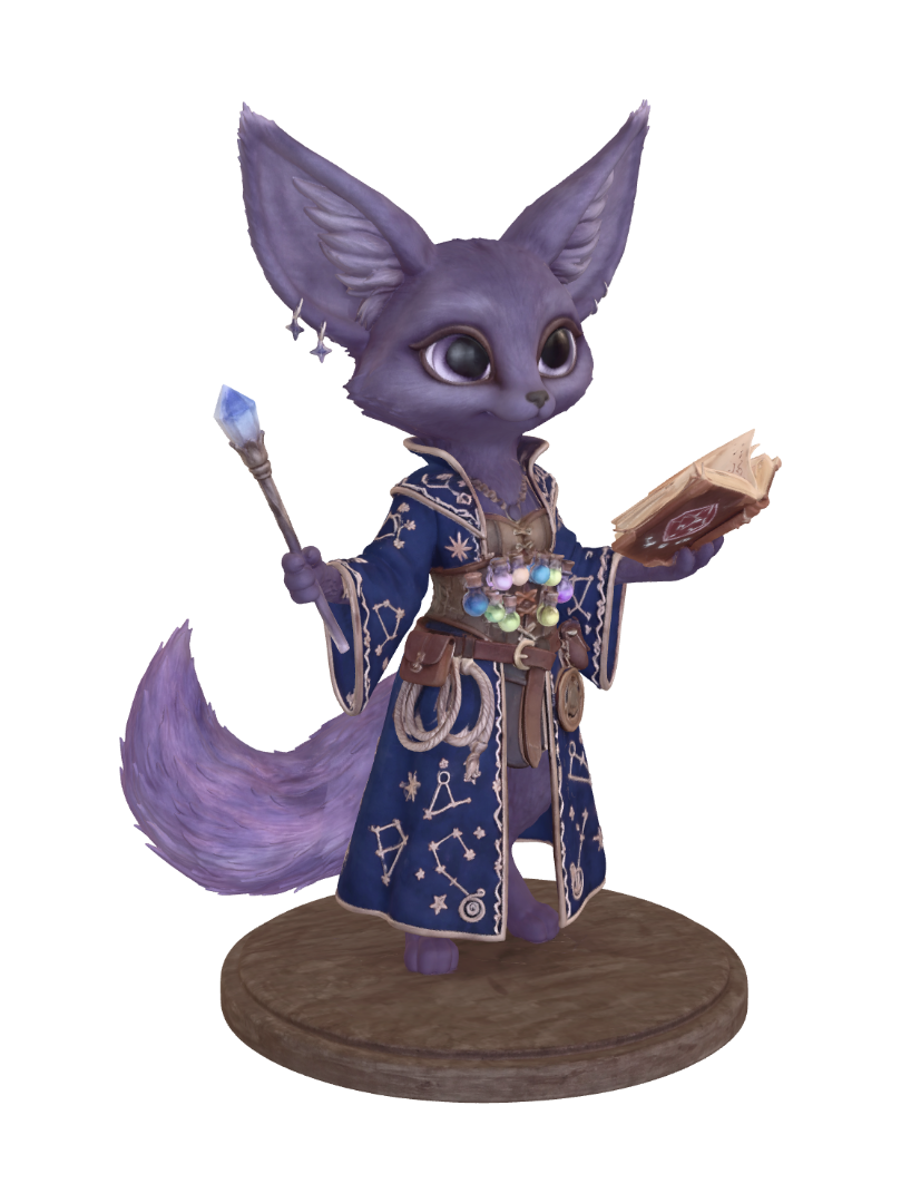 Vespera – The Astral Bloom Fox 3D model, vytvořený pomocí AI