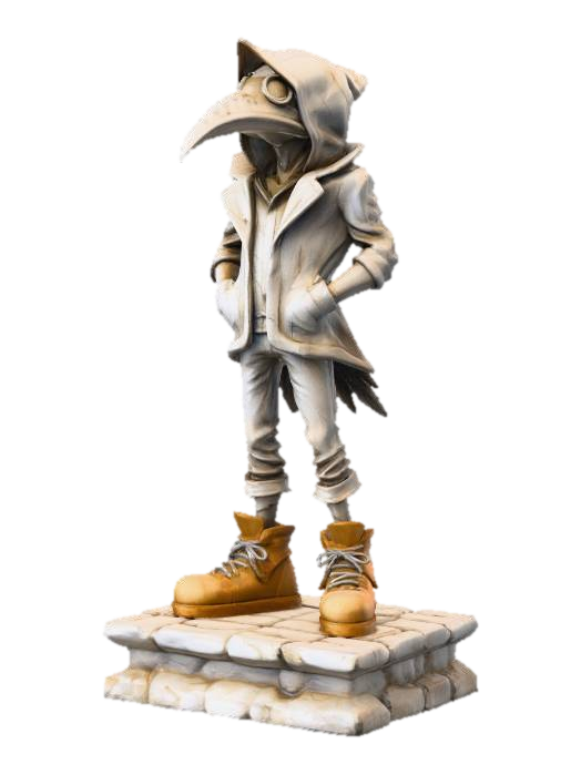 Modern Plague Doc 3D model, vytvořený pomocí AI