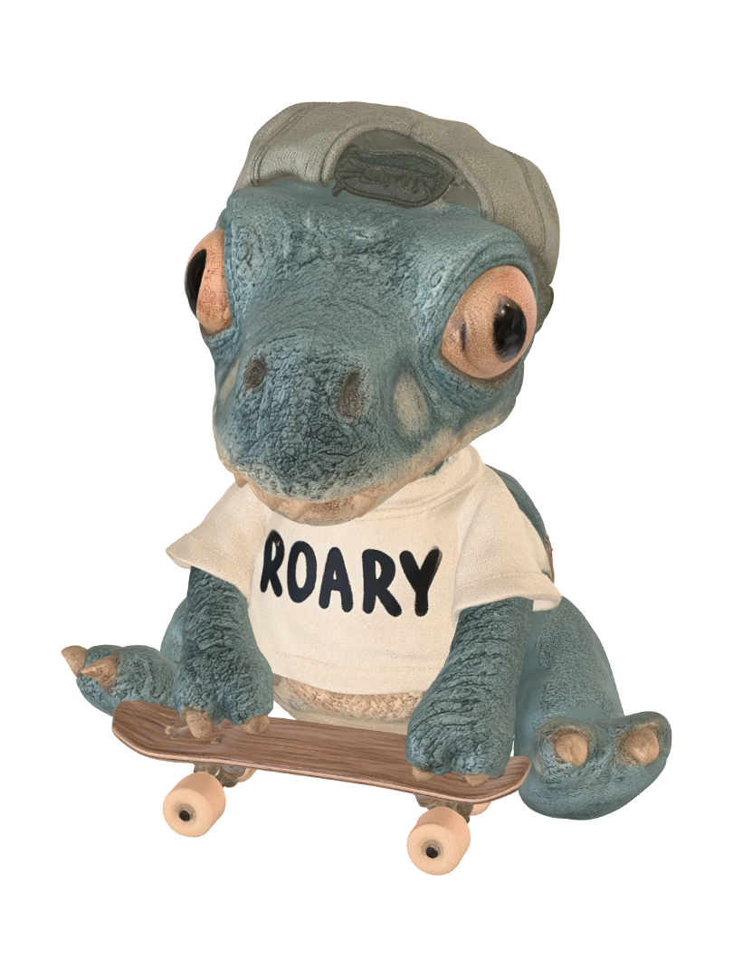 Roary the dinosaur 3D model, vytvořený pomocí AI