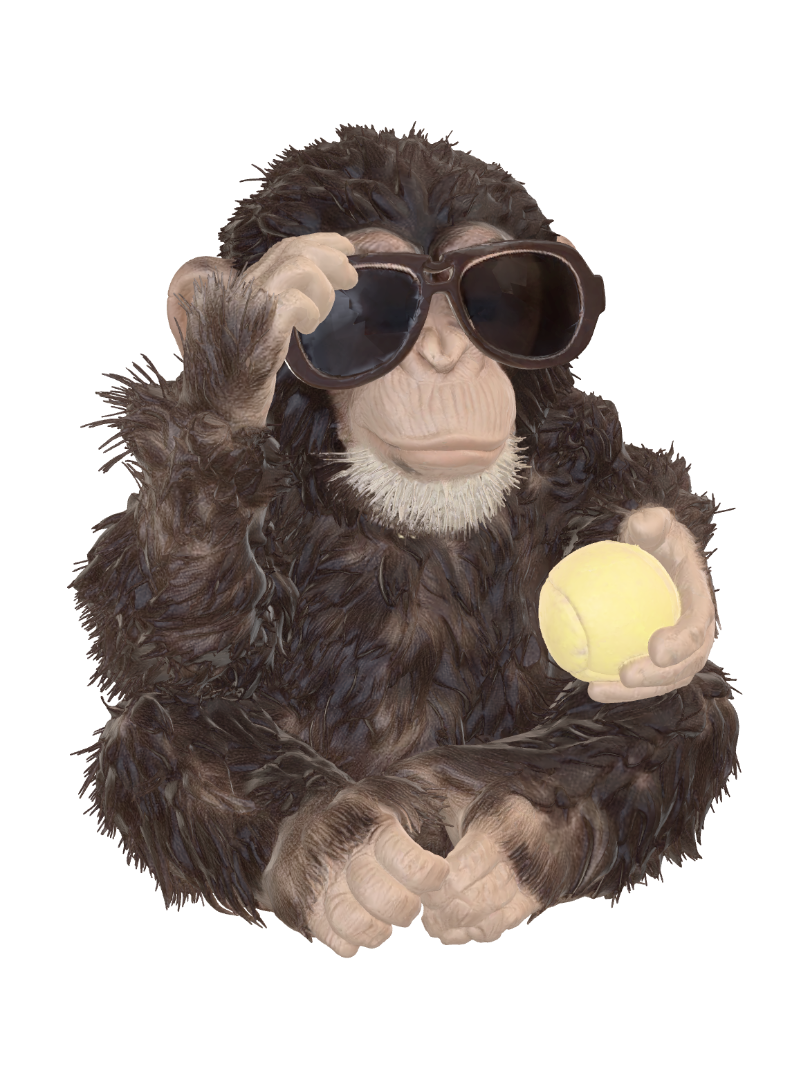 Banjo the chimp 3D model, vytvořený pomocí AI