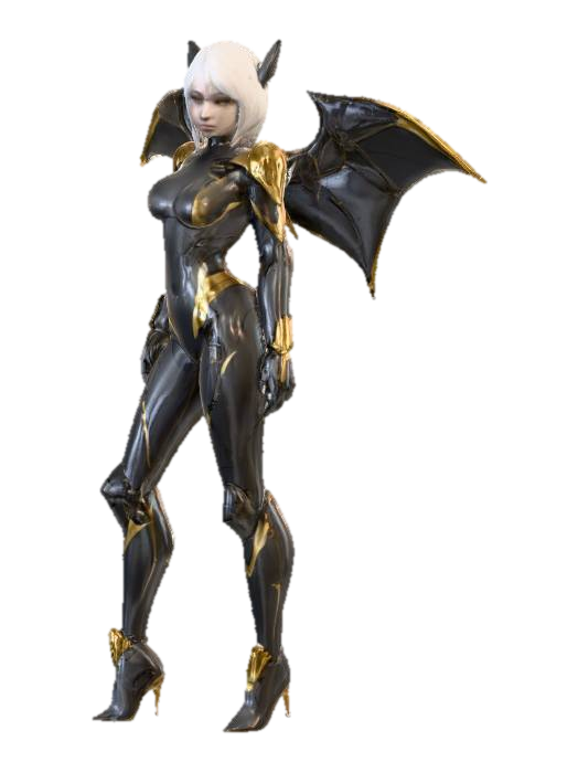 Créer un personnage noir et or avec des ailes de chauve souris Taille fine Féminin Avec un… 3D model, vytvořený pomocí AI