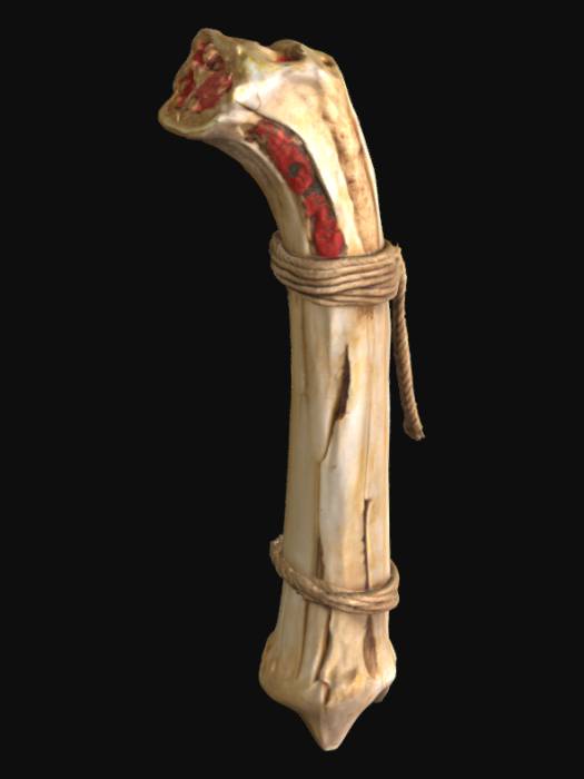 «a large aged animal bone wrapped in ancient rope. Standing tall and ...