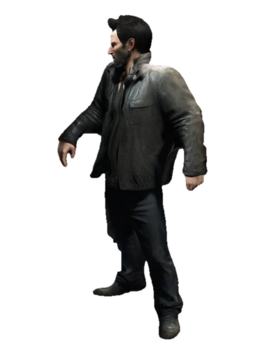 a realistic villian, grungy like Max Payne. no weapons, with his arms up level to his… 3D model, vytvořený pomocí AI