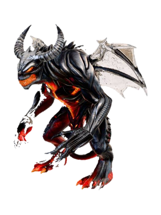3D model for Ultra detailed dark fantasy monster, massive creature with four muscular arms and long claws, glowing red eyes, sharp teeth, cracked obsidian-like skin with lava glowing through the cracks, large curved horns, torn bat-like wings, standing in a foggy cursed forest at night, cinematic lighting, volumetric fog, dramatic shadows, hyper realistic, 8k, highly detailed textures, epic horror atmosphere, concept art, game boss design