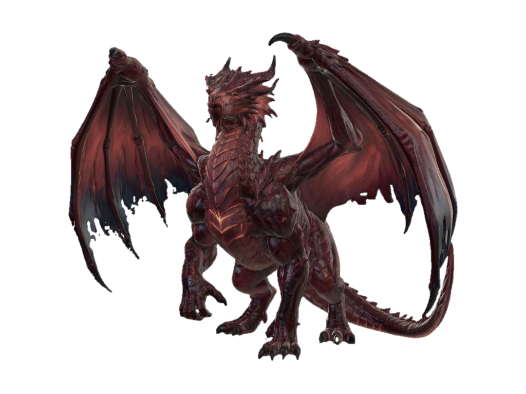 Full body, wings & feet visible. Massive adult red dragon w/enormous muscular… 3D model, vytvořený pomocí AI