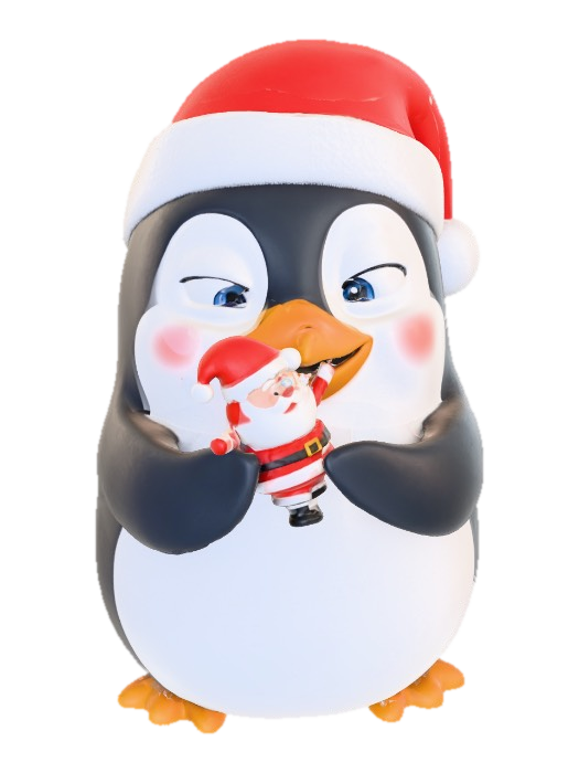 3D model for A christmas penguin eating santa
